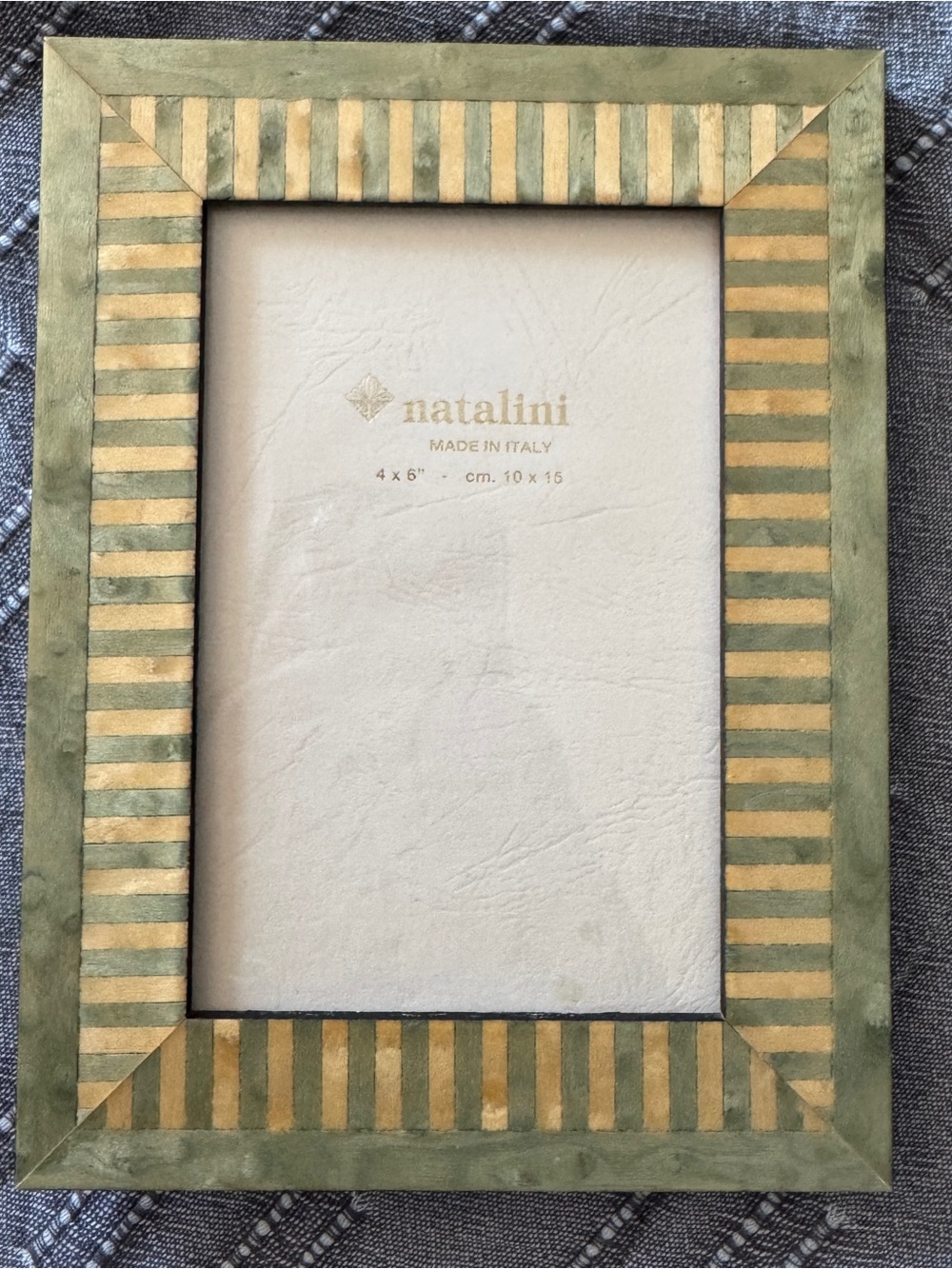Natalini Italy Green & Gold Striped Wood Picture Frame 4" x 6"